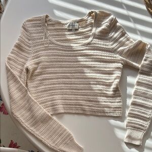 Madewell Cream Crochet Scoopneck Cropped Sweater